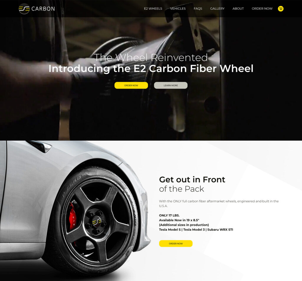 Screenshots of redesigned ESE Carbon website