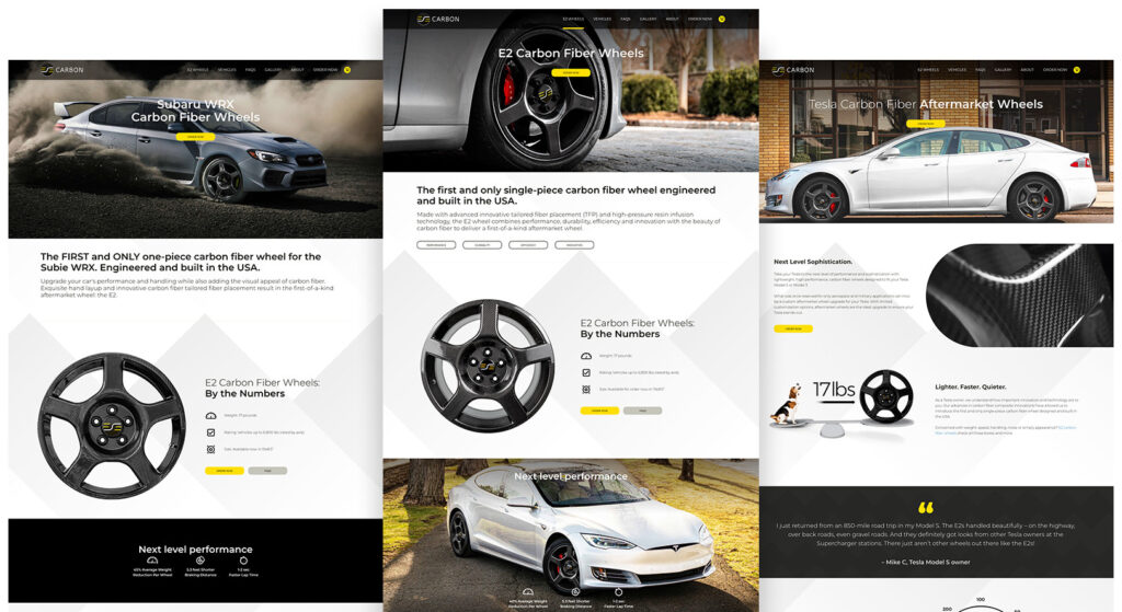 Screenshots of ESE Carbon website's interior pages